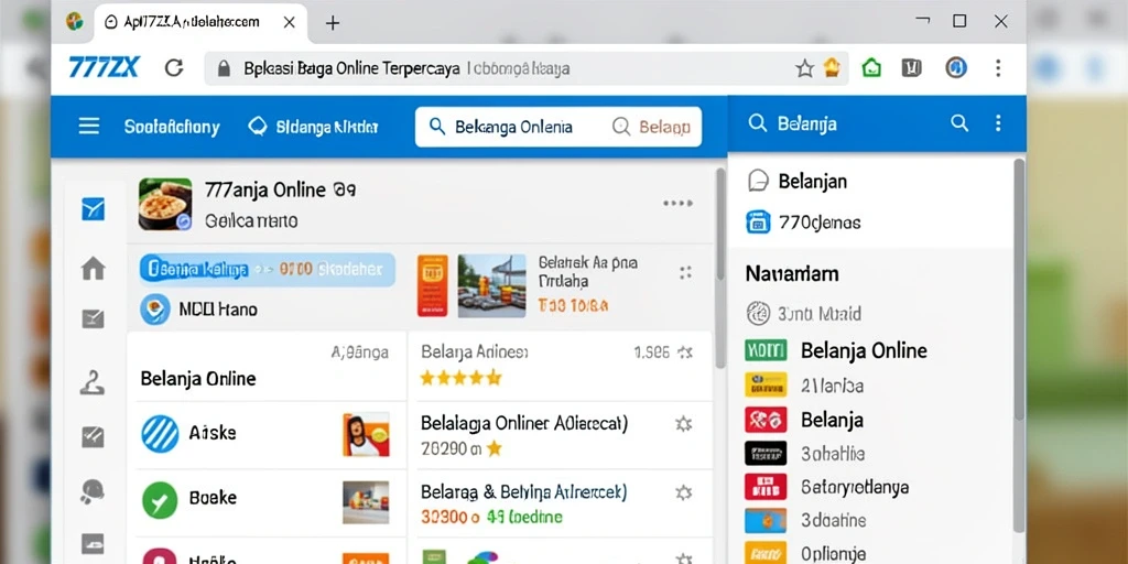 Antarmuka aplikasi 777ZX untuk belanja online yang menarik.