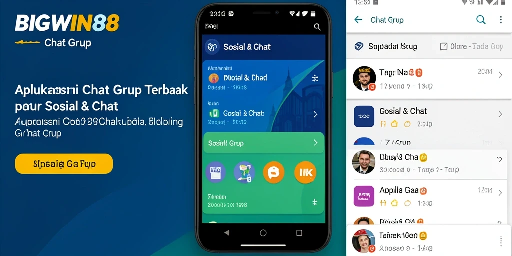 Tampilan menarik dari aplikasi BIGWIN88 dengan fitur chat grup.