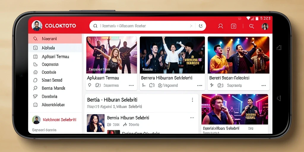 Tampilan antarmuka COLOKTOTO dengan berita hiburan selebriti terkini.