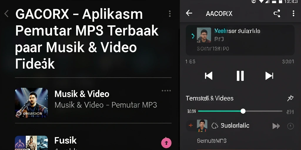 Tampilan antarmuka GACORX yang sederhana dan menarik untuk Pemutar MP3.