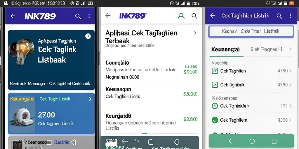 Antarmuka pengguna INK789 untuk cek tagihan listrik yang mudah digunakan.