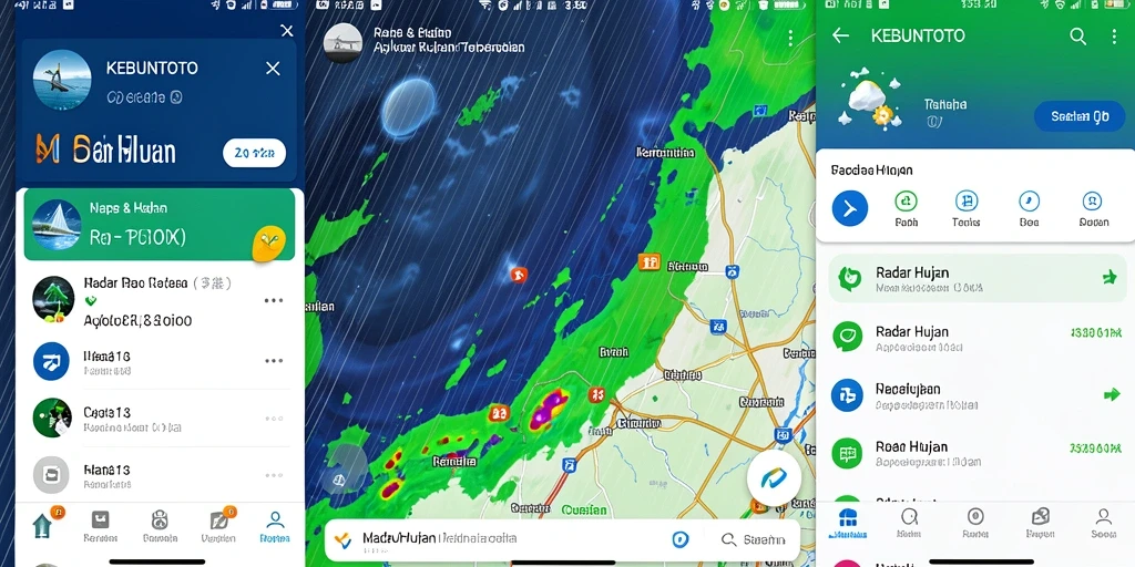 Tampilan antarmuka aplikasi KEBUNTOTO yang menampilkan radar hujan.